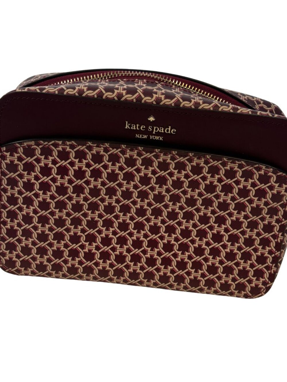 Kate Spade Burgundy and Pink Link Print Camera Bag (No Strap)